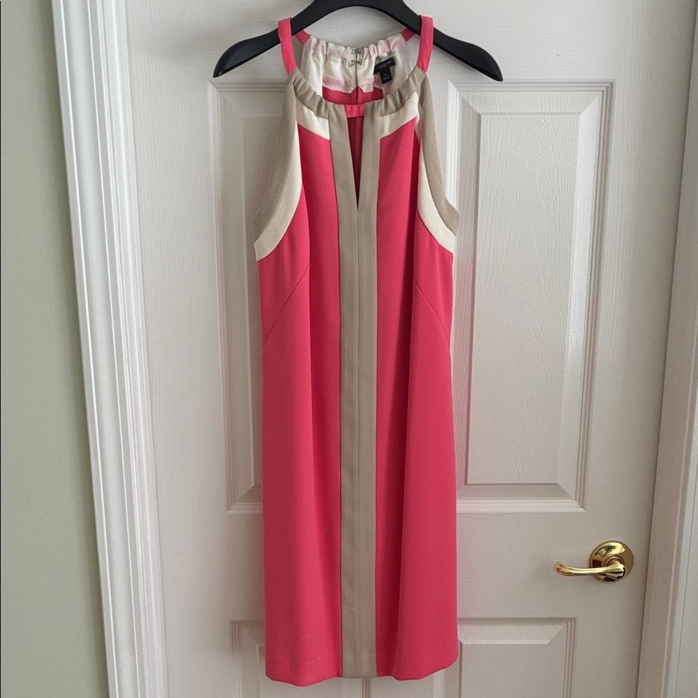 Ann Taylor Pink and Cream Midi Dress